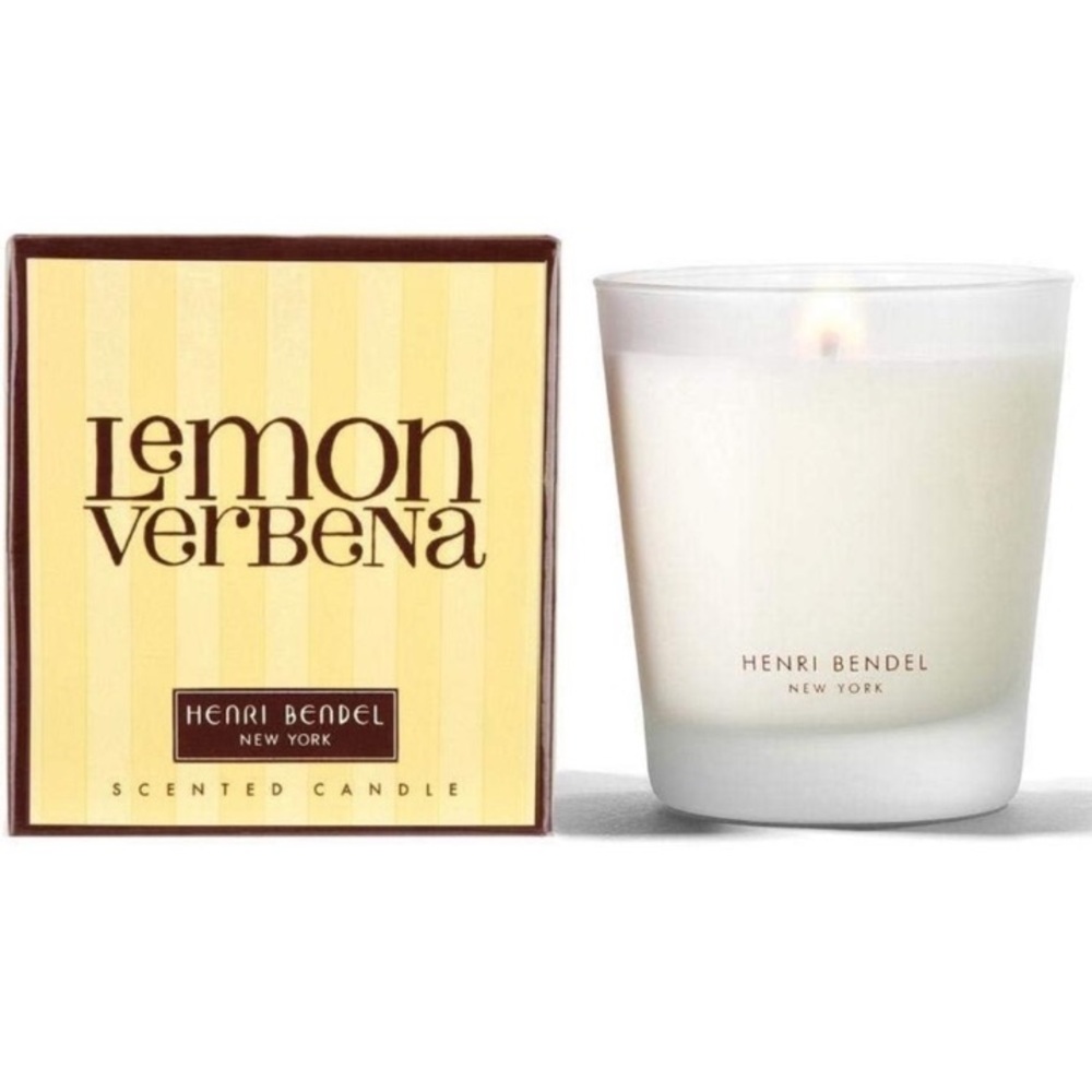 HENRI BENDEL Lemon Verbena SCENTED FILLED GLASS CANDLE! NIB NWT Designer
